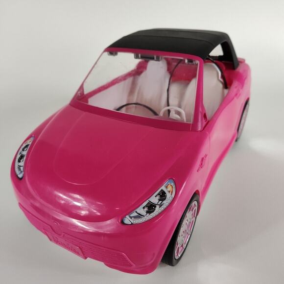 2014 Mattel Pink‎ Barbie Convertible with Black Seat Belts White Seats Removable - Picture 1 of 6